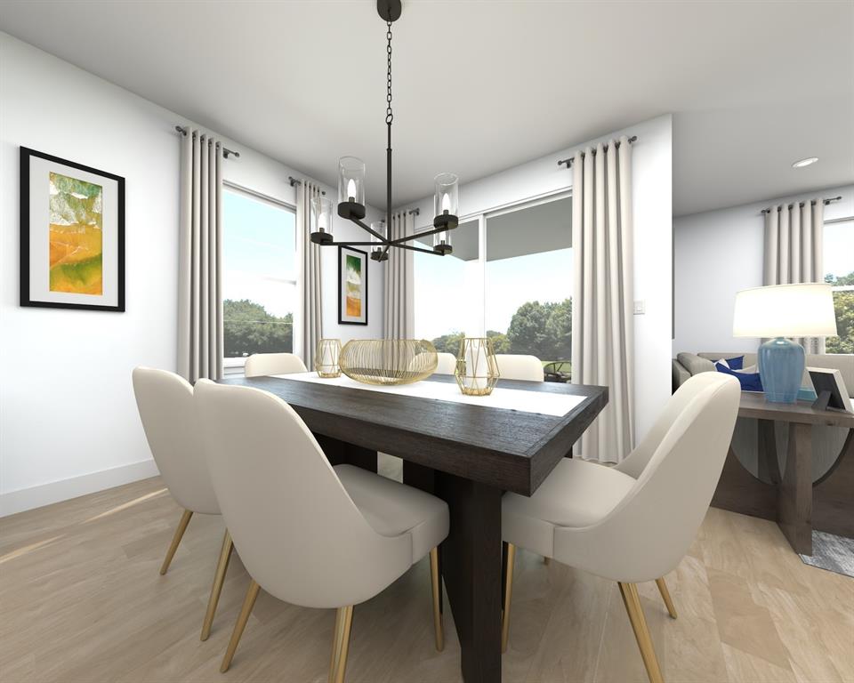 This is a rendering of a dining room featuring a dark wood table and modern chairs — 13138 SHELLMORE AVENUE, PALMETTO, FL