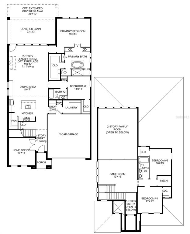 This is a floor plan showing a two-story house with four bedrooms and a garage — 3618 COUNTRY VIEW COURT, BRADENTON, FL