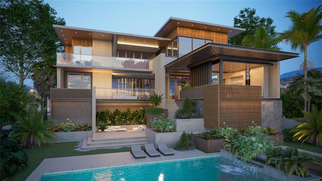 This is a rendering of a modern multi-story luxury home with a pool and landscaping — 214 BLANCA AVENUE, TAMPA, FL