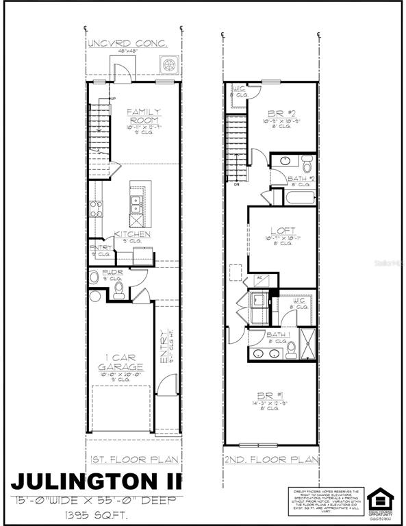 This is a floor plan for a two-story home featuring a garage, kitchen, and bedrooms — 5522 ARROW LANE, JACKSONVILLE, FL