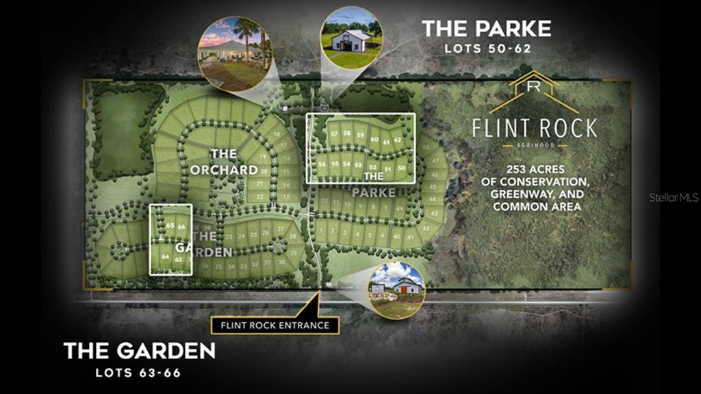This map shows the layout of the Flint Rock residential community with labeled lot sections — 5547 SW 125TH CIRCLE, ARCHER, FL
