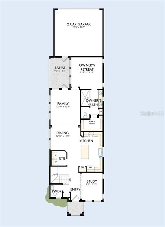 This is a floor plan for a single-story home featuring an owner's retreat and garage — 6434 PONDER WAY, CLERMONT, FL