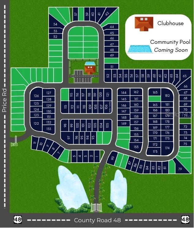 This is a site map showing the layout of a residential community with numbered lots — 5715 HIAWASSEE ROAD, LEESBURG, FL