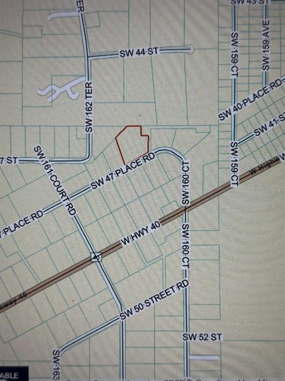 This is a map showing a highlighted parcel of land near W Hwy 40 — 00 SW 47TH PLACE ROAD LOT 6, OCALA, FL